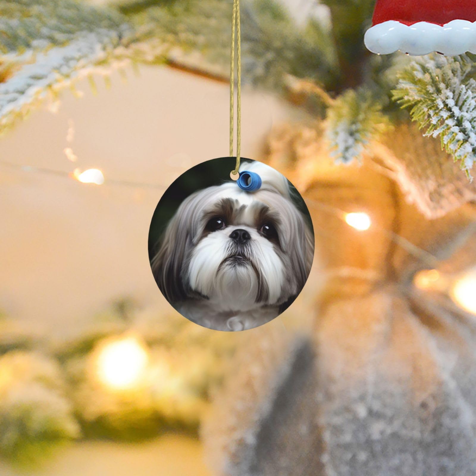 Amazon｜シーズー犬のクリスマスオーナメントラウンドセラミック